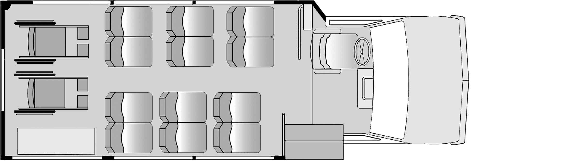 12 Passenger 2 Wheelchair Plus Driver Floorplan Image